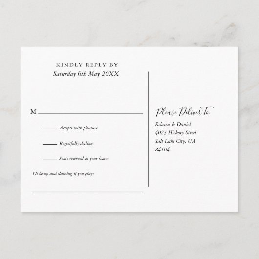 Dusty Blue Floral Song Request RSVP Card Einladungspostkarte (Rückseite)