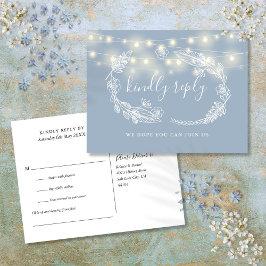 Dusty Blue Floral Song Request RSVP Card Einladungspostkarte