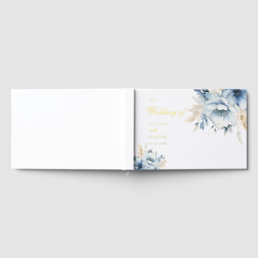 Dusty Blue Floral SPring Bloom Wedding Gästebuch (Voll)