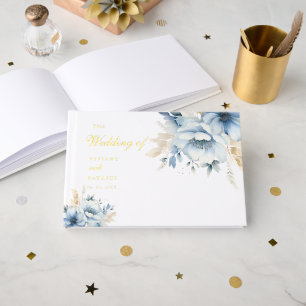 Dusty Blue Floral SPring Bloom Wedding Gästebuch