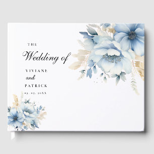 Dusty Blue Floral SPring Bloom Wedding Gästebuch