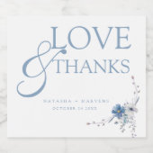 Dusty Blue Floral Spring Bloom Wedding Thank You Schaumweinetikett (Einzelnes Label)