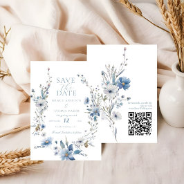 Dusty Blue Floral Spring grüne Hochzeit Save The Date
