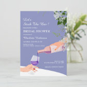 Dusty Blue Floral Stock das Bar Brautparty Einladung (Stehend Vorderseite)