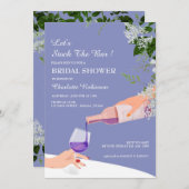 Dusty Blue Floral Stock das Bar Brautparty Einladung (Vorne/Hinten)