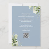 Dusty Blue Floral String Lights QR Code Wedding Save The Date (Rückseite)