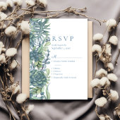 Dusty Blue Floral Succulents UAWG Wedding RSVP Karte