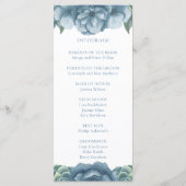 Dusty Blue Floral Succulents Wedding Programm (Rückseite)