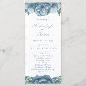 Dusty Blue Floral Succulents Wedding Programm (Vorderseite)