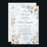 Dusty Blue & Floral Sweet 15. Geburtstag Einladung<br><div class="desc">Dusty Blue & Floral Sweet 15. Geburtstag Einladung</div>