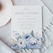 Dusty Blue Floral Sweet 16 Sechzehn Party