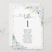 Dusty Blue Floral Table Number Seating Chart (Vorderseite)