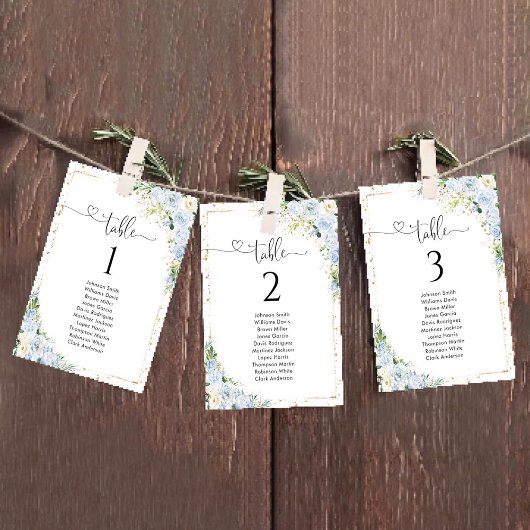 Dusty Blue Floral Table Number Seating Chart