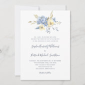 Dusty Blue Floral + traditionelle Formulierung Hoc Einladung (Vorderseite)