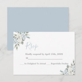 Dusty Blue Floral UAWG wedcard RSVP Karte