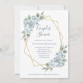 Dusty Blue Floral und Eukalyptus | Dusche Einladung (Vorderseite)