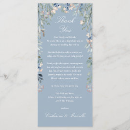 Dusty Blue Floral Vielen Dank für Ihre Hochzeit Pl Menükarte