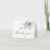 Dusty Blue Floral Vielen Dank Karten (Vorderseite)