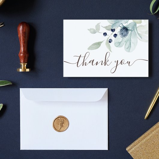 Dusty Blue Floral Vielen Dank Karten