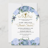 Dusty Blue Floral Viktorianisch Brautparty Arch Einladung (Vorderseite)