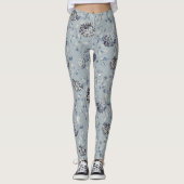 Dusty Blue Floral Vine Leggings (Vorderseite)