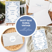 Dusty Blue Floral Vintage Wedding Begleitkarte