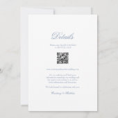 Dusty Blue Floral Wappen auf einer Hochzeit Einladung (Rückseite)