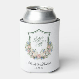 Dusty Blue Floral Wappen Hochzeit Cooler Dosenkühler