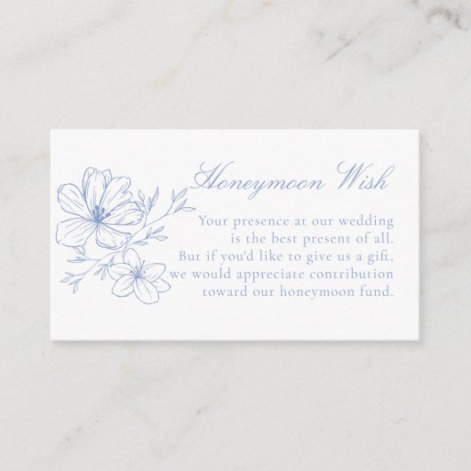 Dusty Blue Floral Wappen Mit Monogramm Honeymoon W Begleitkarte (Vorderseite)