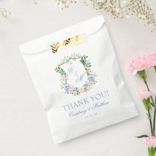 Dusty Blue Floral Wappen Vielen Dank Geschenktütchen (Versiegelt)