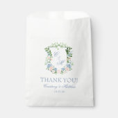 Dusty Blue Floral Wappen Vielen Dank Geschenktütchen (Vorderseite)