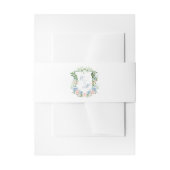 Dusty Blue Floral Wappen Wedding Einladungsbanderole (Vorderseite Beispiel)