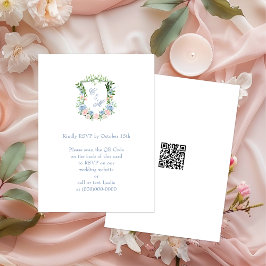 Dusty Blue Floral Wappen Wedding QR Code UAWG Begleitkarte