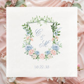 Dusty Blue Floral Wappen Wedding Serviette