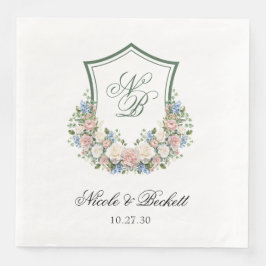 Dusty Blue Floral Wappen Wedding Serviette