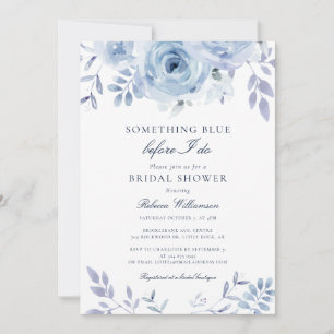 Dusty Blue Floral Watercolor Brautparty Einladung