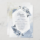 Dusty Blue Floral Watercolor Brautparty Einladung (Vorne/Hinten)