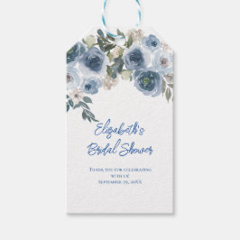 Dusty Blue Floral Watercolor Brautparty Gefallen Geschenkanhänger
