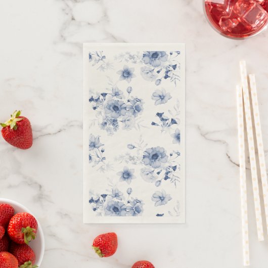 Dusty Blue Floral Watercolor Handtücher Serviette (Beispiel)