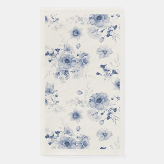 Dusty Blue Floral Watercolor Handtücher Serviette (Vorderseite)