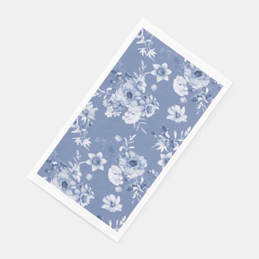 Dusty Blue Floral Watercolor Handtücher Serviette (Ecke)