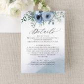Dusty Blue Floral Watercolor Hochzeitdetails Begleitkarte