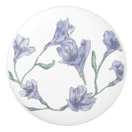 Dusty Blue Floral Watercolor Keramikknauf