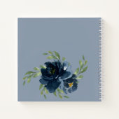 Dusty Blue Floral Watercolor Modern Script Sketch Notizblock (Rückseite)