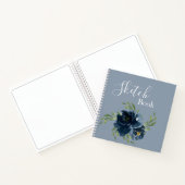 Dusty Blue Floral Watercolor Modern Script Sketch Notizblock (Innenseite)