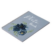 Dusty Blue Floral Watercolor Modernes Script Foto Notizblock (Linke Seite)