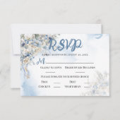 Dusty Blue Floral Watercolor RSVP Karte (Vorderseite)