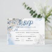 Dusty Blue Floral Watercolor RSVP Karte (Stehend Vorderseite)