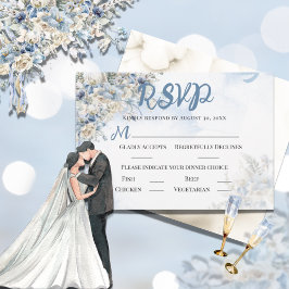 Dusty Blue Floral Watercolor RSVP Karte