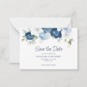 Dusty Blue Floral Watercolor Save the Date Mitteilungskarte (Vorderseite)